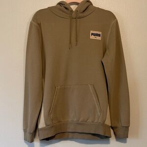 Puma Olive Pullover Hoodie with Chest Patch